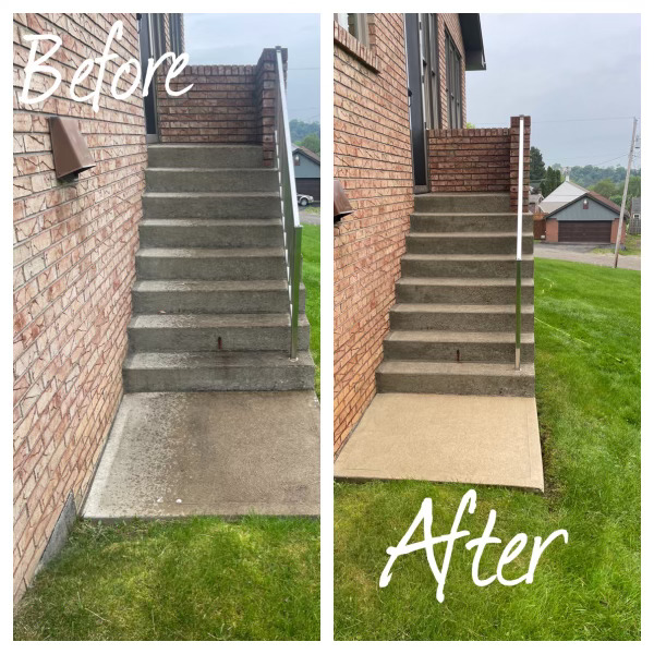 Before and after concrete cleaning