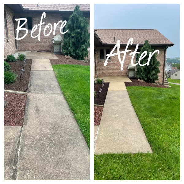 Before and after sidewalk cleaning
